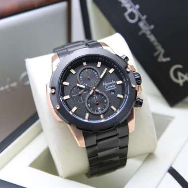 JAM TANGAN PRIA ALEXANDRE CHRISTIE AC 6583 / AC6583 RANTAI ORIGINAL ROSEGOLD BLACK