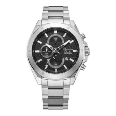 JAM TANGAN PRIA ALEXANDRE CHRISTIE AC 6674 / AC6674 RANTAI ORIGINAL SILVER BLACK
