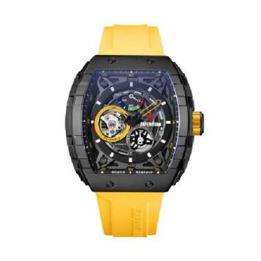 JAM TANGAN PRIA EXPEDITION E 6782 TITANIUM AUTOMATIC RUBBER ORIGINAL BLACK YELLOW