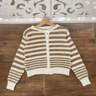 Outer Rajut KOrea - Caties Popcorn Outer - Baju Outer Rajut Belang coksu putih