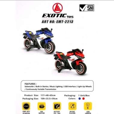 Mainan Anak Motor Aki Exotic EMT2213 Ninja R3 Sport EMT 2213 Biru