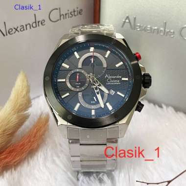 Original 100%!! Jam Alexandre Christie Pria AC 6674 AC6674 Silver List Red Garansi Resmi 1 Tahun