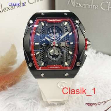 Original 100%!! Jam Alexandre Christie Pria AC 6608 AC6608 Black White Garansi Resmi 1 Tahun