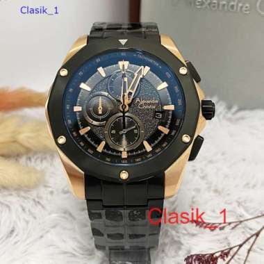 Original 100%!! Jam Alexandre Christie Pria AC 6663 AC6663 Rosegold Black Rantai Ori Garansi Resmi 1