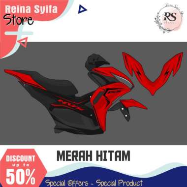 TERLARIS - STRIPING TRANSPARAN AEROX 155 2020 2021 2022 2023 RAINBOW P001 MERAH HITAM
