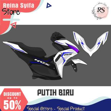 TERLARIS - STRIPING TRANSPARAN AEROX 155 2020 2021 2022 2023 RAINBOW P001 PUTIH BIRU