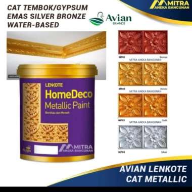 UH328 Cat Tembok Dekorasi Metalik Avian Lenkote HomeDeco 200cc Metalic - Silver Gold