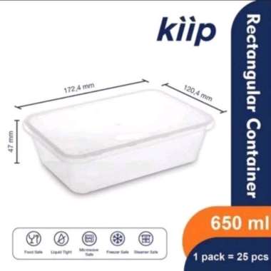 ThinWall Thin Wall Persegi Panjang KIIP 500ml 650ml 750ml 1000ml 25pcs - 1000 ml 650 ml