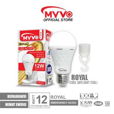 MYVO Lampu LED Royal Tipe 12 Emergency AC/DC Bohlam Cahaya Putih
