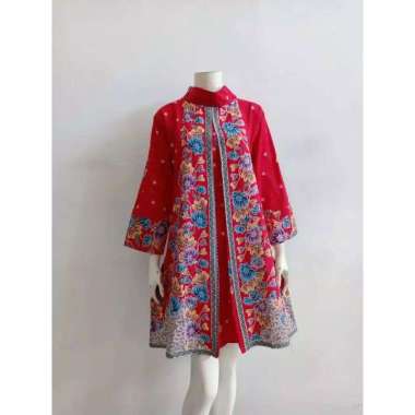 KEJORA TUNIK BATIK CIBULAN JUMBO LD 115 | DRESS BATIK BIG SIZE Merah