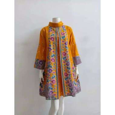 KEJORA TUNIK BATIK CIBULAN JUMBO LD 115 | DRESS BATIK BIG SIZE Kuning