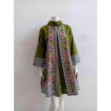 KEJORA TUNIK BATIK CIBULAN JUMBO LD 115 | DRESS BATIK BIG SIZE Hijau