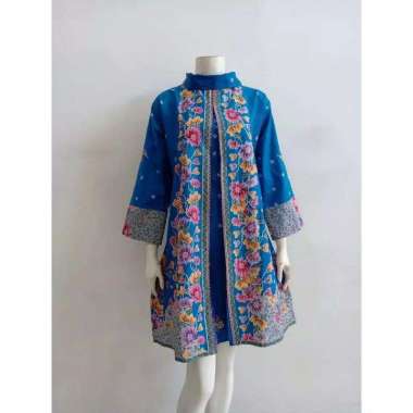 KEJORA TUNIK BATIK CIBULAN JUMBO LD 115 | DRESS BATIK BIG SIZE Biru