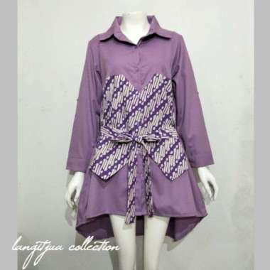 BAJU KERJA MODEL PINGUIN | ATASAN BATIK SANAYA JUMBO XXXL Lilac
