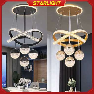 Ruang Makan Dekoratif Lampu Gantung Hitam-Tricolor