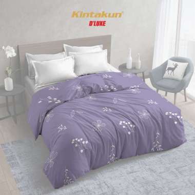 Kintakun Bed Cover Tanpa Sprei Single/Double Ashila DLUXE Gold Edition Microfiber Ungu 160 x 240