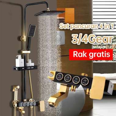 Shower kamar mandi satu set 4in1- 4 Tombol-Emas Hitam