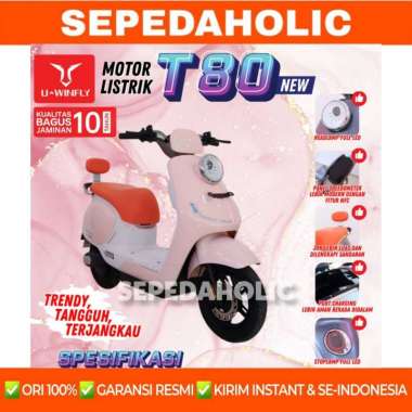 Sepeda Motor Listrik UWINFLY T80 T 80 Terbaru 1200 Watt Pink