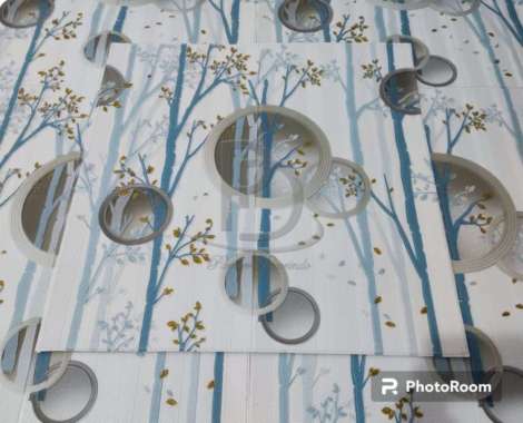 Wallpaper Dinding 3D Wallfoam / Wallpaper Polkadot Foam Tebal Biru