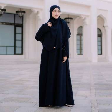 Lozy Hijab - Haiba Abaya Set (Gamis Umroh Abaya Set Kerudung Syari Cadar) Black
