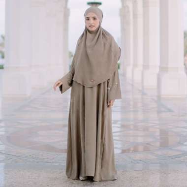Lozy Hijab - Haiba Abaya Set (Gamis Umroh Abaya Set Kerudung Syari Cadar) Hazelnut
