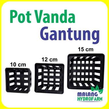 Pot Anggrek Vanda Gantung Ukuran 10 cm 12 cm dan 15 cmPersegi tanaman hias hiasan rumah kotak hitam berongga 10 cm