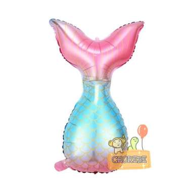 Balon Foil Karakter Ekor Mermaid Putri Duyung Kerang Seaworld Ekor Biru