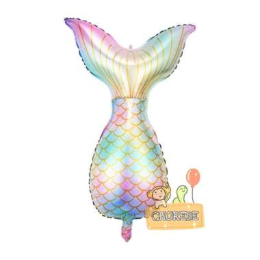 Balon Foil Karakter Ekor Mermaid Putri Duyung Kerang Seaworld Ekor Rainbow
