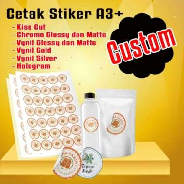 Cutting Cetak Sticker A3+ Chromo Glossy || Stiker Kromo tanpa cutting Glossy