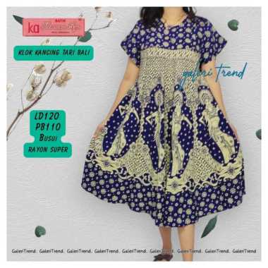 Daster Klok Kancing Motif Tari Bali kecak kencana ayu original berlabel super bagus Biru