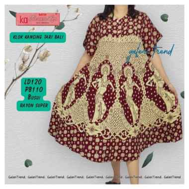 Daster Klok Kancing Motif Tari Bali kecak kencana ayu original berlabel super bagus Maroon