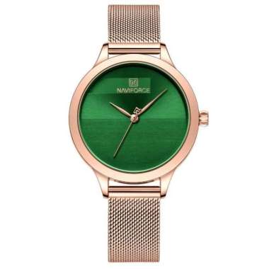 Jam Tangan Wanita Naviforce 5027 Tali Pasir Original NF 5027 Rose Green