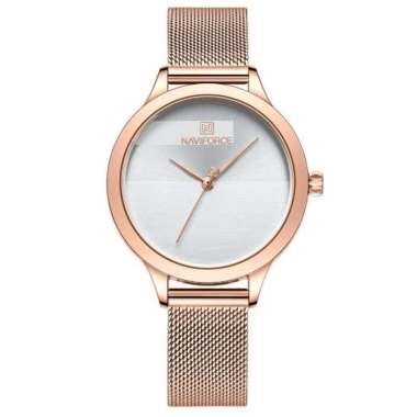 Jam Tangan Wanita Naviforce 5027 Tali Pasir Original NF 5027 Rosegold