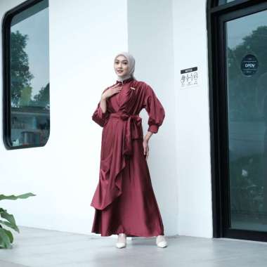 ALANA DRESS by TALAOUTFIT | Dress Kondangan Mewah | Busui Friendly | Gamis Modern | Gamis Kekinian | Baju Lebaran | Bridesmaid Dress | Dress Muslim Maroon