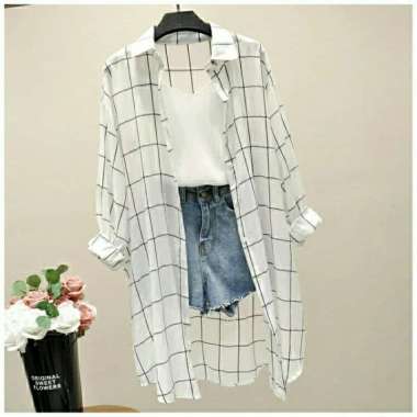 Cardigan Kotak White Import