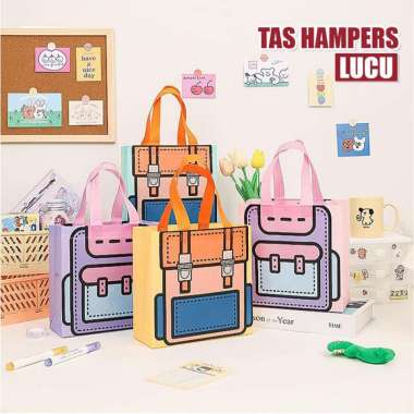 SK-T59 Tas Hampers Non Woven Anti Air Motif Tas Sekolah Lucu Uk. 22x22x9cm Goodie Bag / Hand Bag Ula