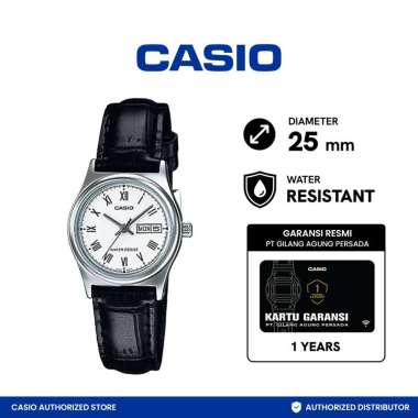 Casio Standard Strap Kulit Jam Tangan Wanita LTP-V006L-7BUDF Hitam Putih Black White