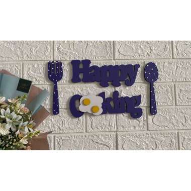 hiasan dinding dapur happy cooking unik murah shabby Ungu