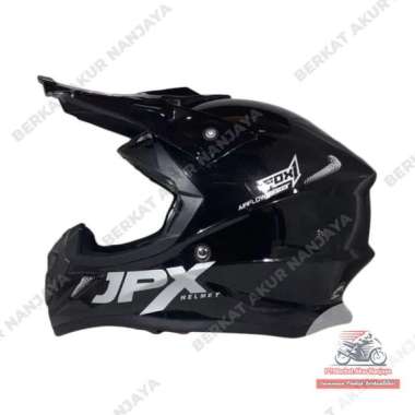 Helm JPX Fox 1 Solid Black Metallic Silver Helm Moto Cross L