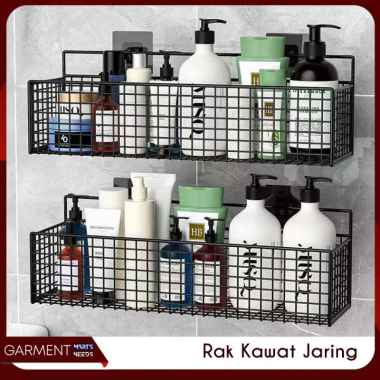 Rak Bumbu Gantung Jaring Besi Dapur Dinding Tempat Penyimpanan Bumbu Kamar Mandi Multifungsi PACKING