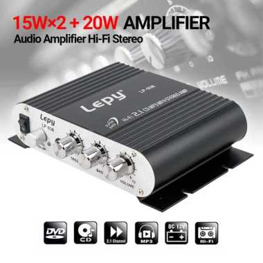 Lepy HiFi Stereo Amplifier Treble Bass Booster Hitam