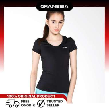 NIKE As Pro SS V-Neck 589396010|Kaos Fitness Baju Olahraga Lari Wanita XS