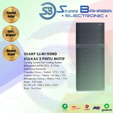 SHARP SJ-M195MD KULKAS 2 PINTU MOTIF (NEW) ( KHUSUS BANDUNG)