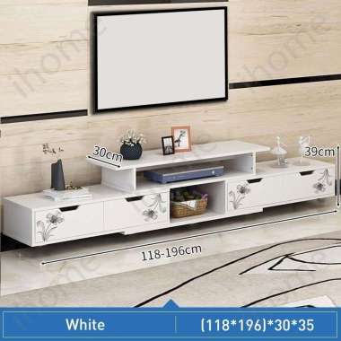 RM Meja TV Kayu Meja TV Jumbo Meja TV Minimali Putih/(118-196)cm