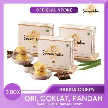 [ 3 BOX ] PAKET BAKPIA CRISPY (ORI, COKLAT, PANDAN) - BAKPIA JUWARA SATOE