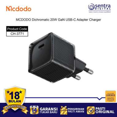 MCDODO Adaptor Charger USB Type C Dichromatic GAN 20W 3A CH-3771 Black
