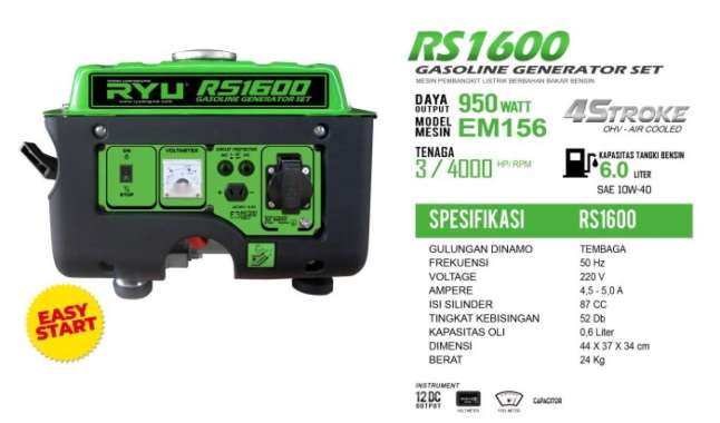 Genset 1100 Watt - Ryu RS1600 Multivariasi Multicolor