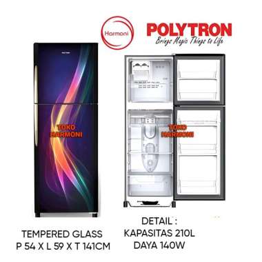 KULKAS POLYTRON 2 PINTU TANPA BUNGA ES PRM 21 PAX LOW WATT KULKAS POLYTRON 2 PINTU PRM 21 PAX