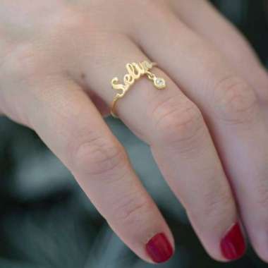 Cincin Ukir Nama Lapis Emas Beauty Love /Cincin Emas /Cincin Kawin /Cincin Nikah /Cincin Nama Unik