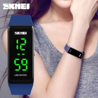 Jam Tangan Digital Gelang LED Band Watch 1265A Aneh Pria Casual Jarum Divigo Tangan Terbaru Hitam Bi